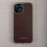 EMBROIDERY KNIT HARD JELL CASE _ BROWN