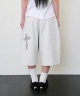 CROSS POCKET BERMUDA PANTS - LIGHT GRAY