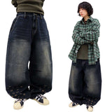 Vintage Distressed Denim Balloon Pants