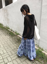 Juel Vintage Check Banding Long Skirt