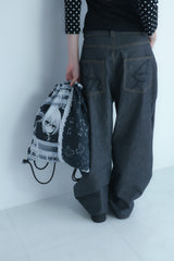 3Dpixel print denim(black)