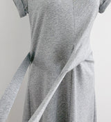 Peta Roll-Up Cap Sleeves Flare Tie Long One Piece
