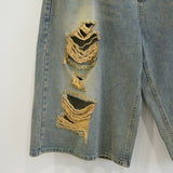 Western Destroyed Bermuda Pants