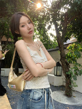 Mini heart V-neck sleeveless tee