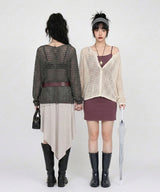REVERSIBLE MESH KNIT CARDIGAN (2COLORS!)