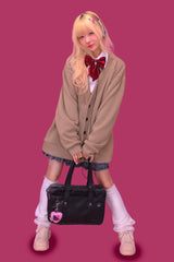 leather square school bag