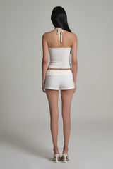 Caramel folded short pants, White