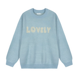 Mona Lovely Lettering Embroidery Loose Fit Round Knit