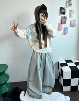 PARACHUTE TWO PINTUCK BALLOON LONG WIDE PANTS 🖤🩶💜🤎🩷5COLOR