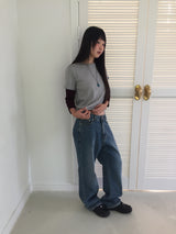ランズウォッシュドルーズフィットデニムパンツ(2c)
