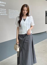 Koren V-neck Linen Short Sleeve Jacket