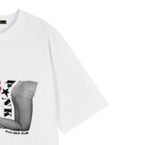 オーバーサイズヒップホップダンススタジオパンクグラフィック半袖Tシャツ_ホワイト
