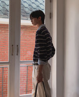 Kesio Multi-Stripe Henley Neck Knit