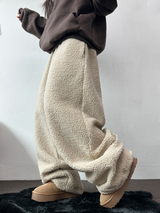 クリームテディシープファーロングパンツ🧸🤎🐑🖤3COLOR