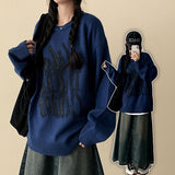 Graffiti Printing Boxy Fit Round Knit