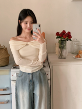 #LH Ribbon Off Shoulder Wool Knit (2color)