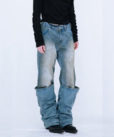 OVERLAP TUCK DENIM PANTS