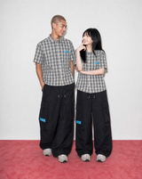 ハーフクロップチェックシャツ (NAVY)