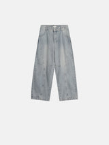 Cut line reverse denim pants
