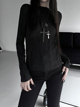 minimal pleated long sleeve T (3color)