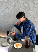 エーエキドオーバーフィットチェックポケットシャツ