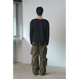 Signature leather cargo pants(Khaki)
