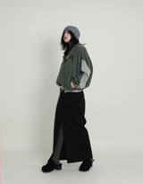 Hakata Stripe Coloring String Knitwear Zip-Up