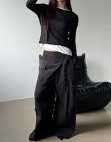 Belted layered wide pants(3color)