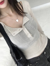 Slim button T-shirt (2 colors)