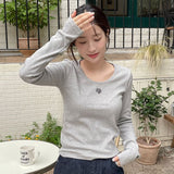 ステッチUネック長袖Tシャツ
