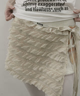 Frilled Mini Wrap Skirt Beige