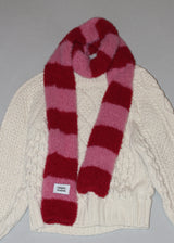 sleeve fluffy stripe muffler (red)