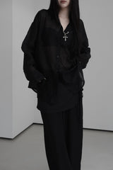 see-through overfit twinkle shirt (4color)