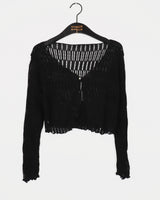 Bohi See-Through Mesh Knitwear Pearl One-Burton Cardigan