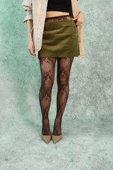 vintage flower lace tights (brown)