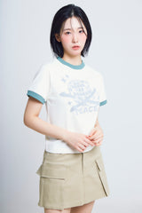 ユニバーサルプリント ½Tシャツ (ivory/green)