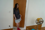 Stripe flare skirt_skyblue