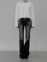 Angora Fur Crop Hooded Sweatshirt
