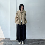 Drawstring Buttoned Balloon Pants
