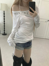 アイレットパンチングシャーリングロングTシャツ(4 color)