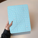 Blue Rain Dot Pattern Y-Fold iPad Case