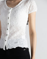 Boho Puff Sleeve Cardigan White