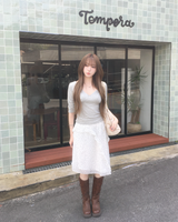 Dot frill midi skirt