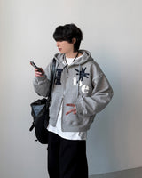 ニュアンスチェックフードジップアップ
