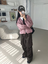 [MADE] Pained metal shirring balloon hood windbreaker two-way zip-up