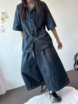 Daryl Rivet Stitch Raw Denim Bermuda Shorts 2color