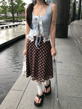 Cocoa Dot Vintage Midi Skirt