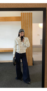 Gold button quilting jacket cardigan