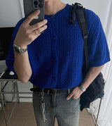 Pleddy Cotton Knit Short Sleeve Cardigan (4color)