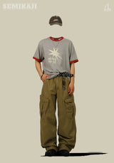 NA Cargo Vintage Washing Wide Pants